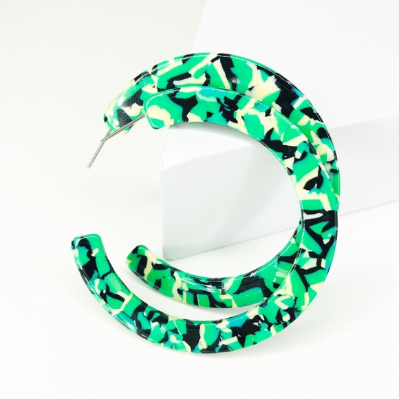 Hoop Earrings in Turquoise - Picture 6 of 7